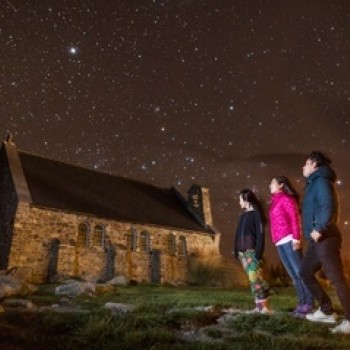 Tekapo church and night sky